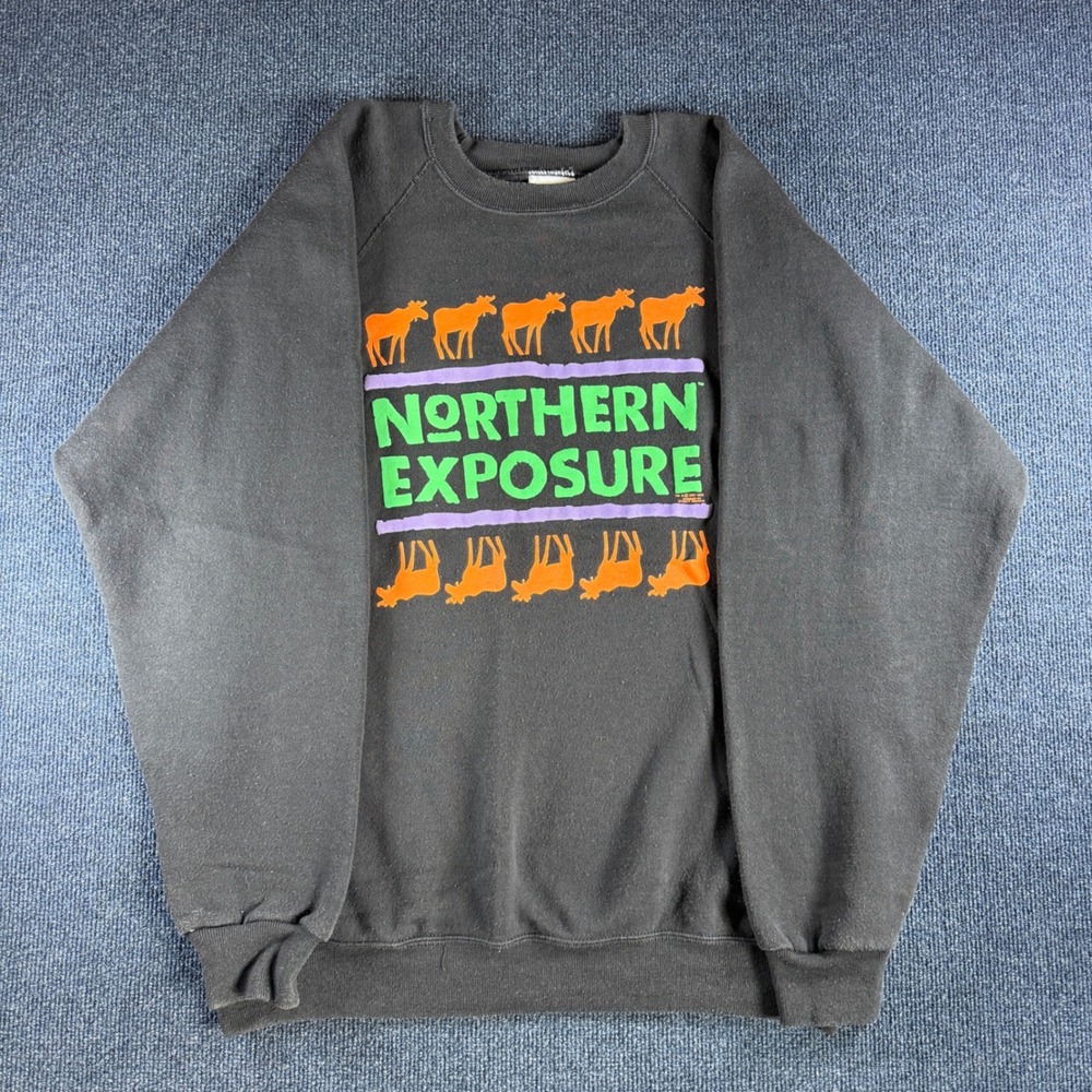 Northern Exposure Sweatshirt Mens XL 23x30 Black Vintage 1991 Santee USA